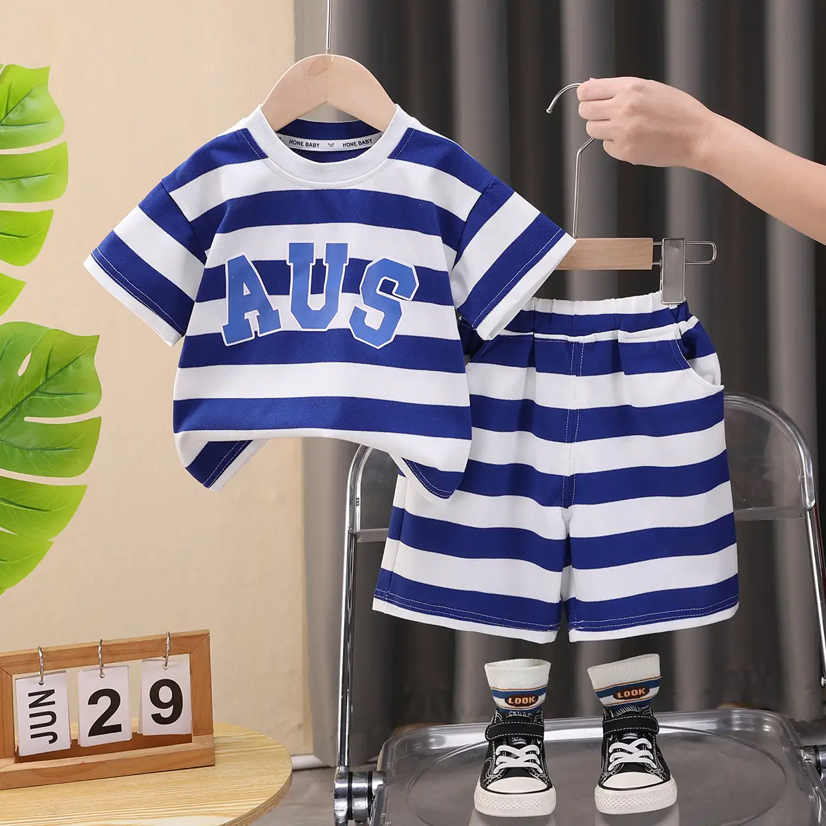 Baby Striped T-Shirt Suit 2025 Boys Summer 2-Piece - Image 2