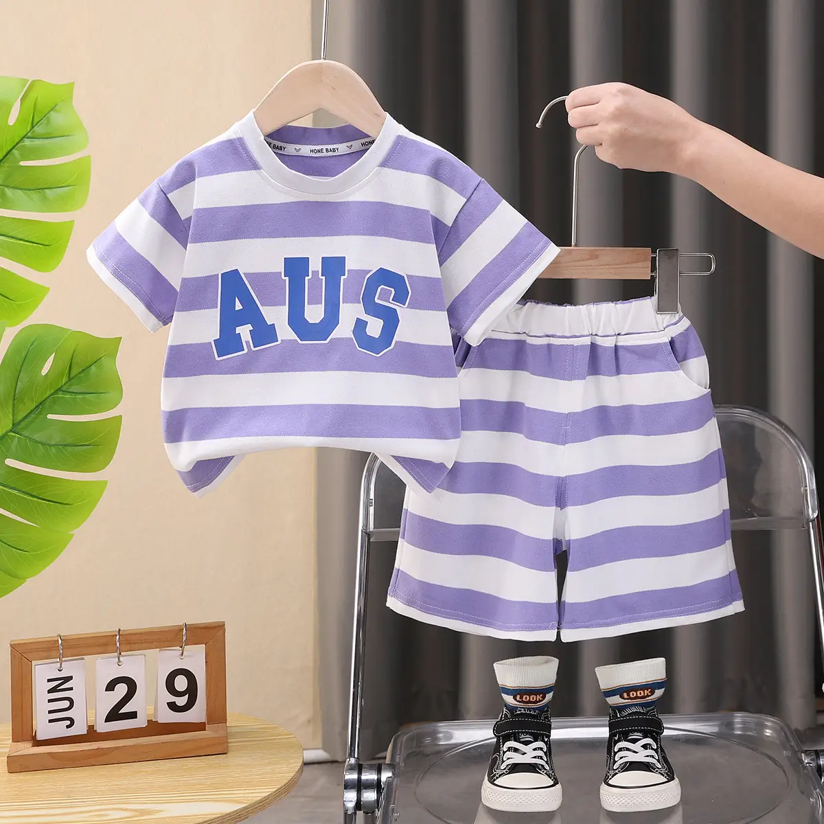 Baby Striped T-Shirt Suit 2025 Boys Summer 2-Piece - Image 3