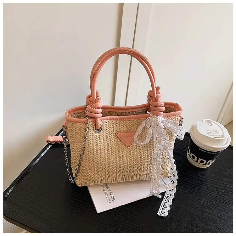 Straw Handbag with Lace Bow for Women — feature 18