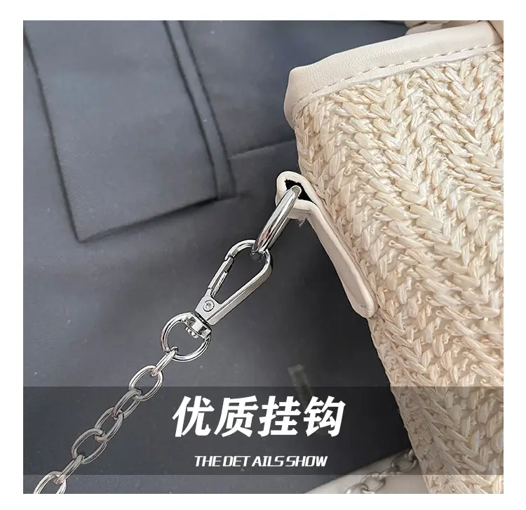 Straw Handbag with Lace Bow for Women — feature 9