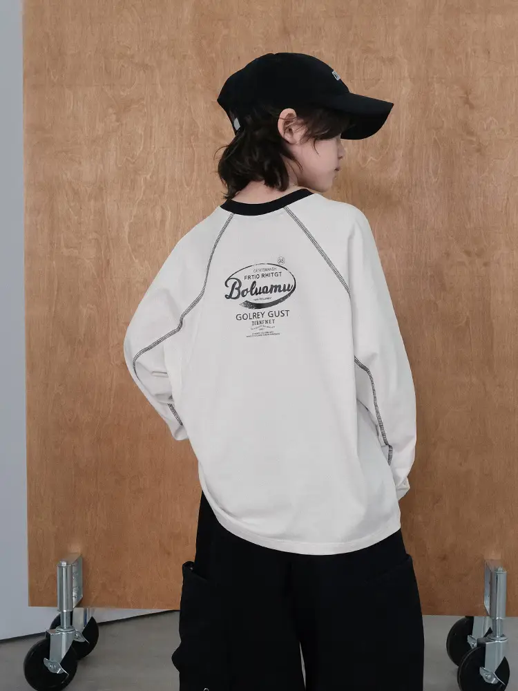 Boys Long Sleeve T-Shirt White 2026 Autumn Base - Image 2
