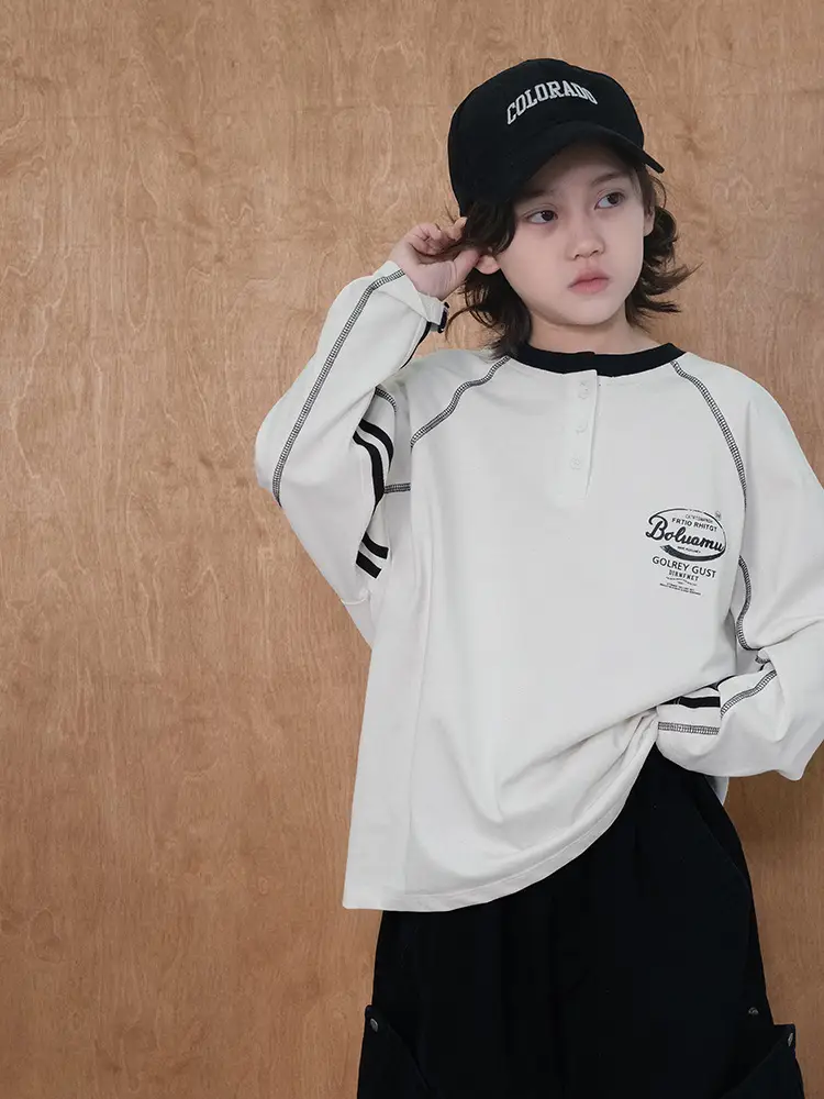 Boys Long Sleeve T-Shirt White 2026 Autumn Base - Image 3