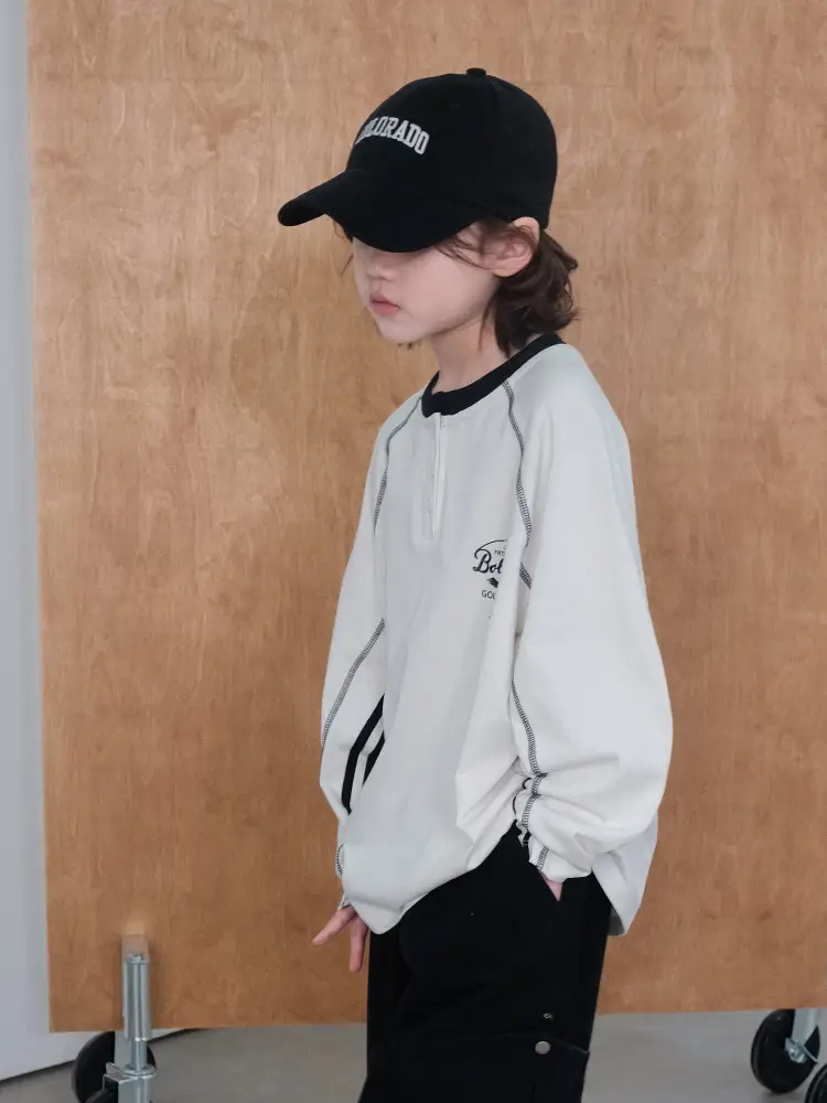 Boys Long Sleeve T-Shirt White 2026 Autumn Base - Image 4