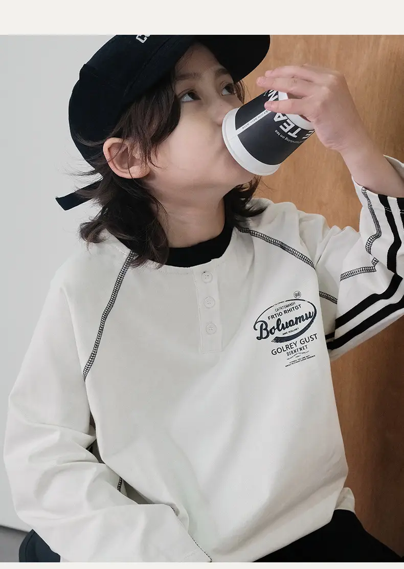 Boys Long Sleeve T-Shirt White 2026 Autumn Base — feature 10