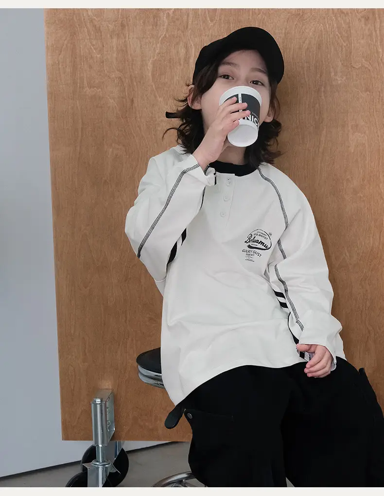 Boys Long Sleeve T-Shirt White 2026 Autumn Base — feature 11