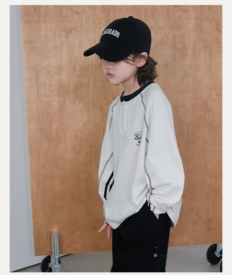 Boys Long Sleeve T-Shirt White 2026 Autumn Base — feature 6