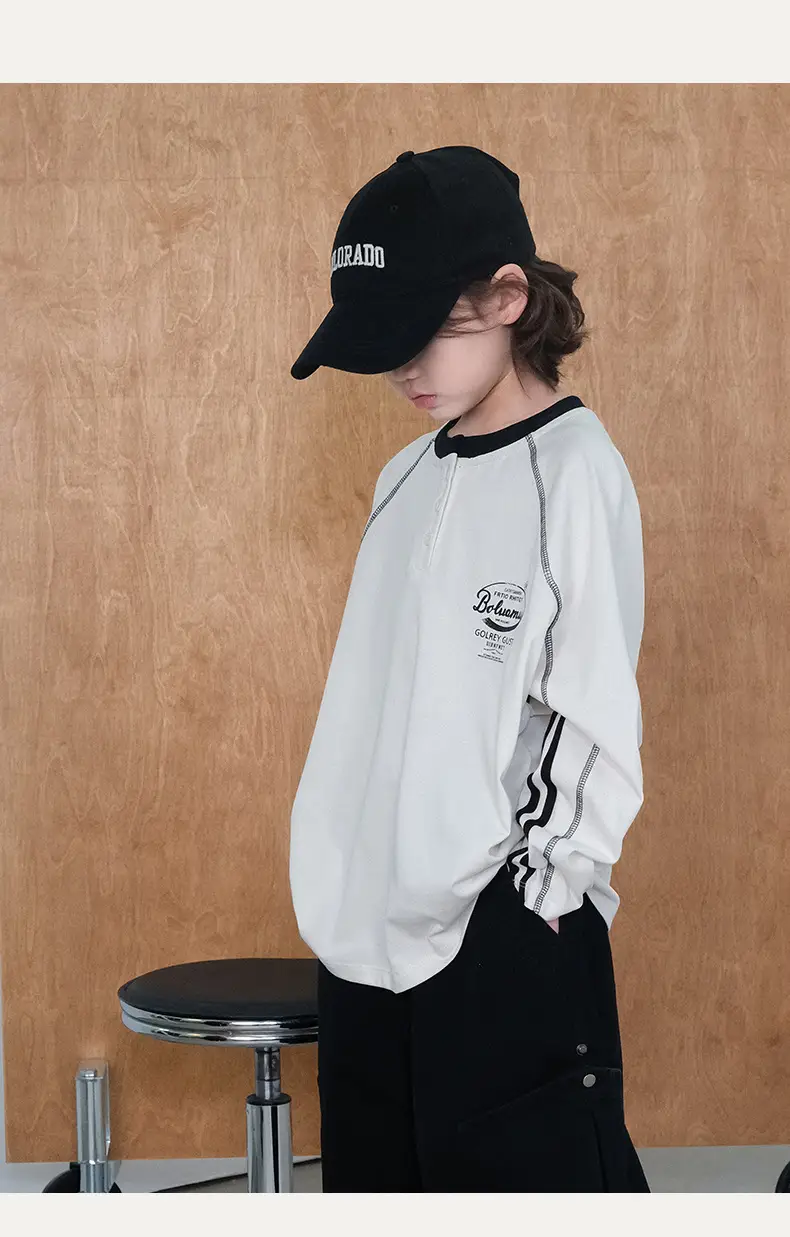 Boys Long Sleeve T-Shirt White 2026 Autumn Base — feature 8
