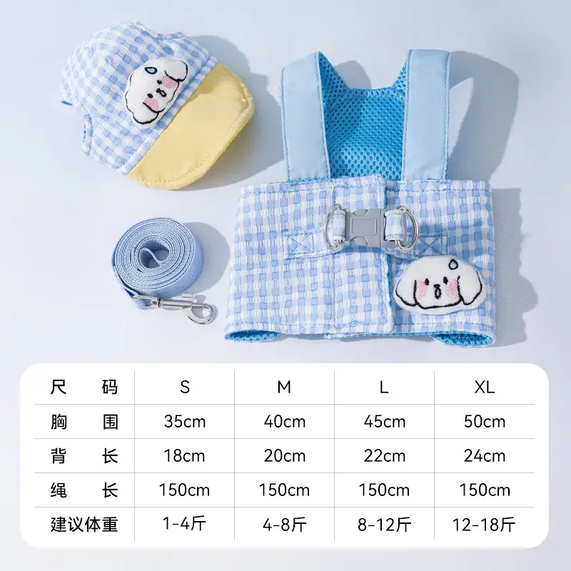 Pet Dog Cat Hat Blue Checkered Sun-Shading Anti-Dew Ear