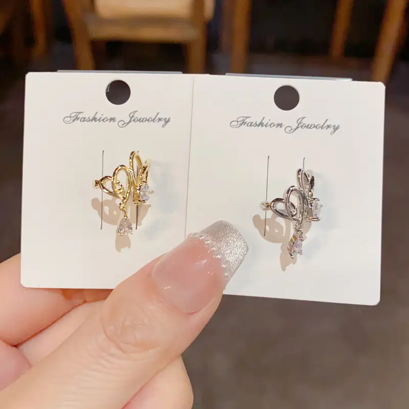Women's Heart Shape Water Drop Earrings Gold Plated — feature 2