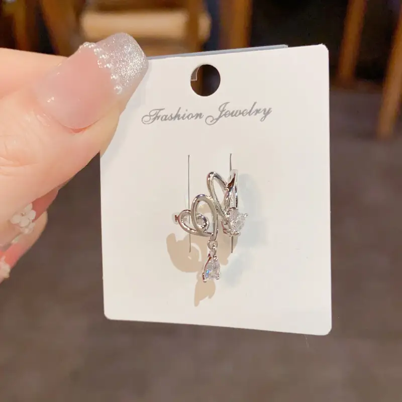 Women's Heart Shape Water Drop Earrings Gold Plated — feature 10