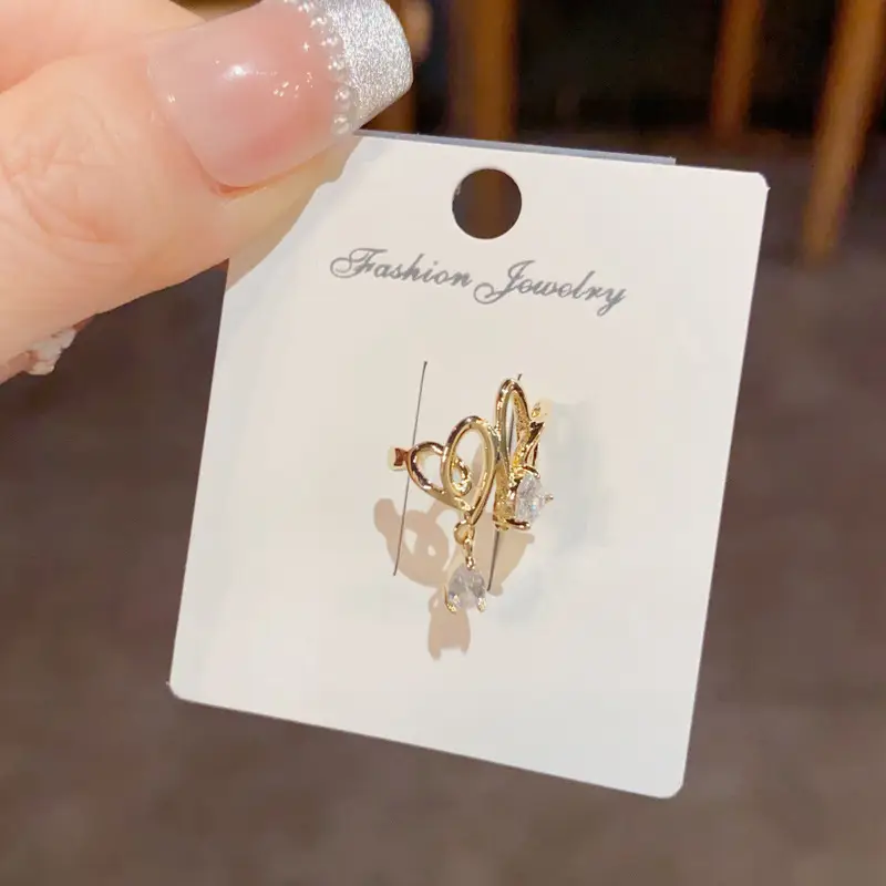 Women's Heart Shape Water Drop Earrings Gold Plated — feature 7