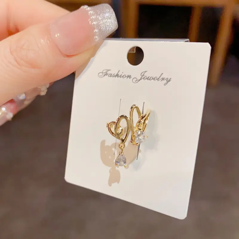Women's Heart Shape Water Drop Earrings Gold Plated — feature 9