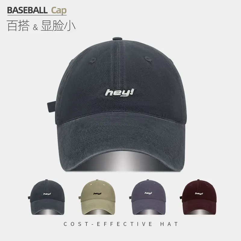 Women Cotton Baseball Cap Navy White Embroidered Wide Brim - Image 5