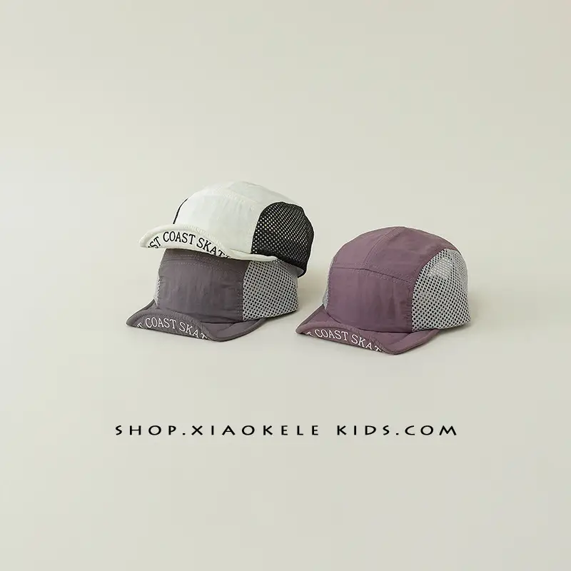 Kids Beanie Grey Mesh Sunshade Cap Spring Autumn