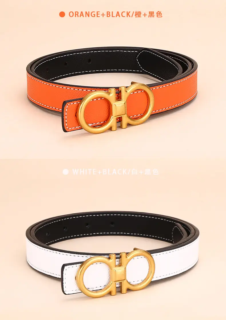 Cross-Border Women's Leather Belt with Gold Buckle — feature 11
