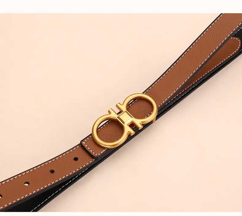 Cross-Border Women's Leather Belt with Gold Buckle — feature 18