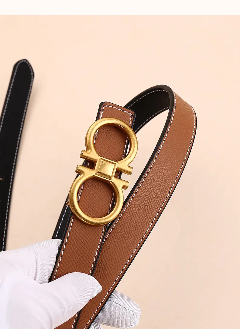 Cross-Border Women's Leather Belt with Gold Buckle — feature 20