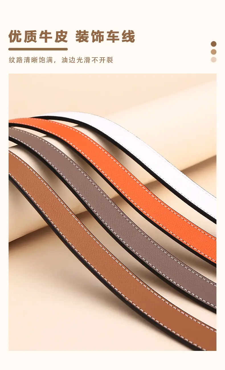 Cross-Border Women's Leather Belt with Gold Buckle — feature 8