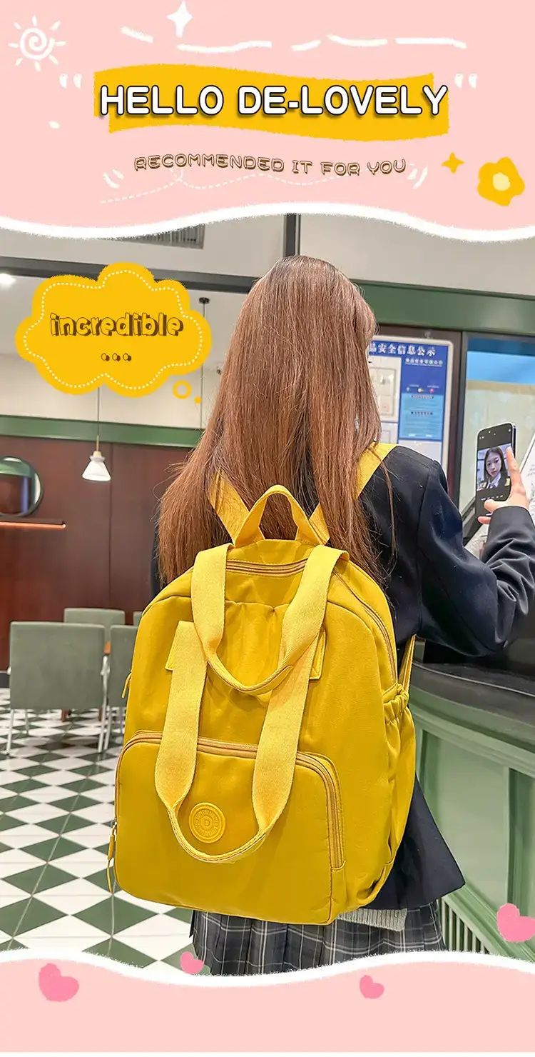 Women Yellow 2026 Casual Travel Backpack Large Capacity — feature 3