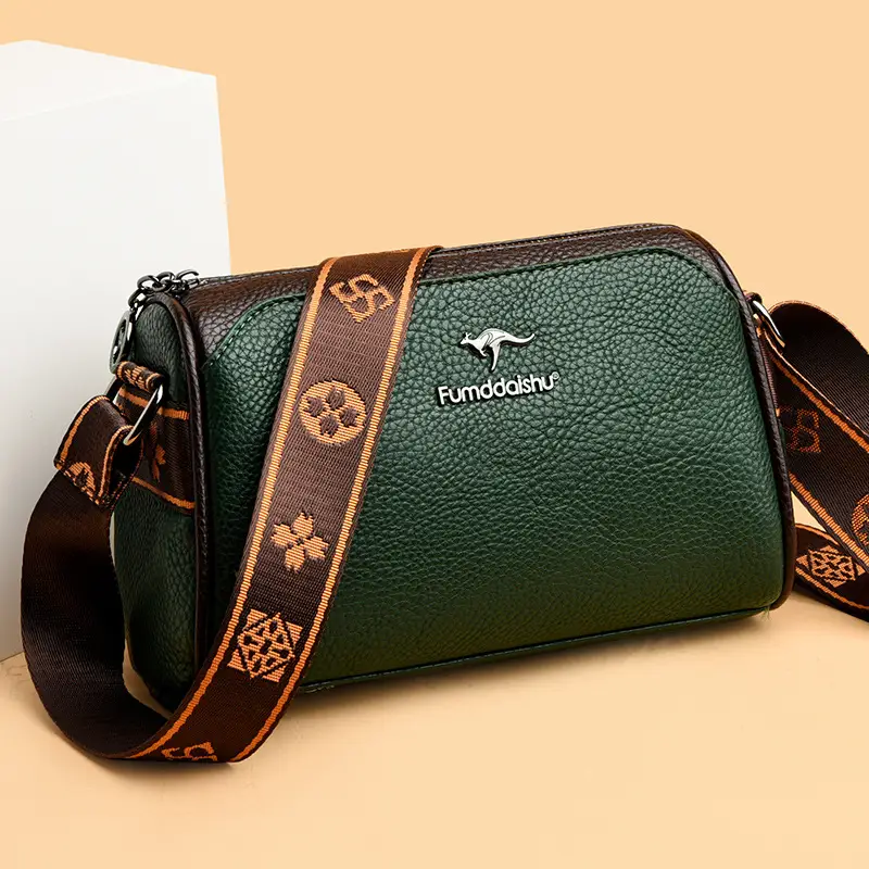 2025 Women's Black PU Leather Shoulder Bag with LV Print Strap - Image 5
