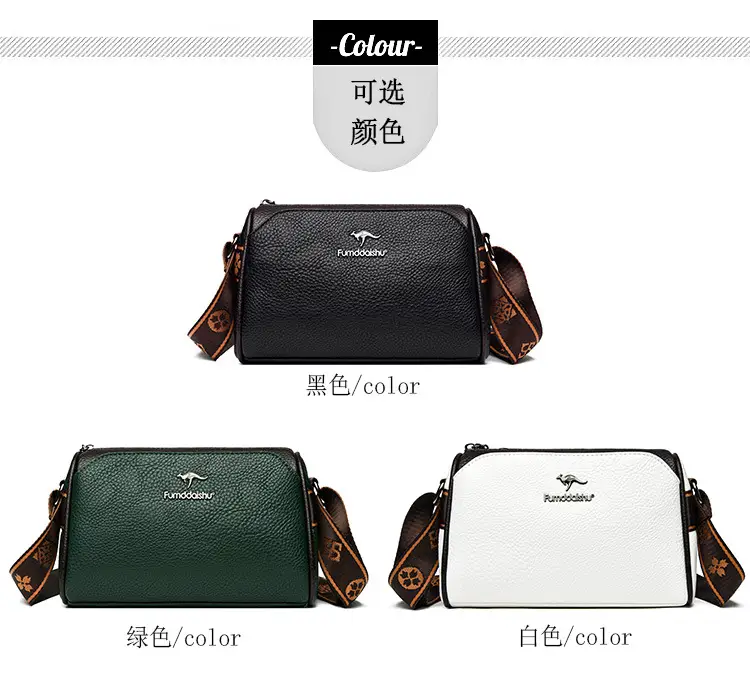 2025 Women's Black PU Leather Shoulder Bag with LV Print Strap — feature 13
