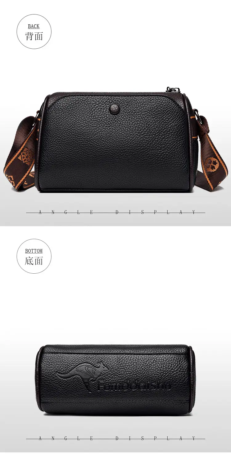 2025 Women's Black PU Leather Shoulder Bag with LV Print Strap — feature 16