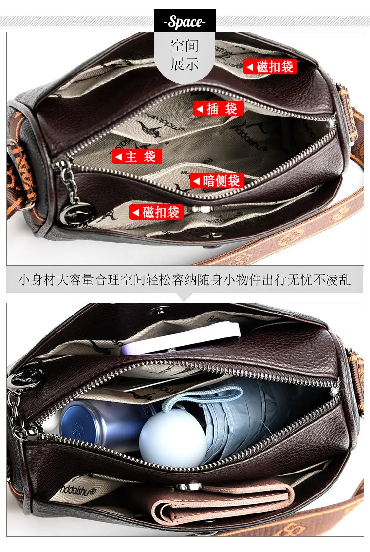 2025 Women's Black PU Leather Shoulder Bag with LV Print Strap — feature 17