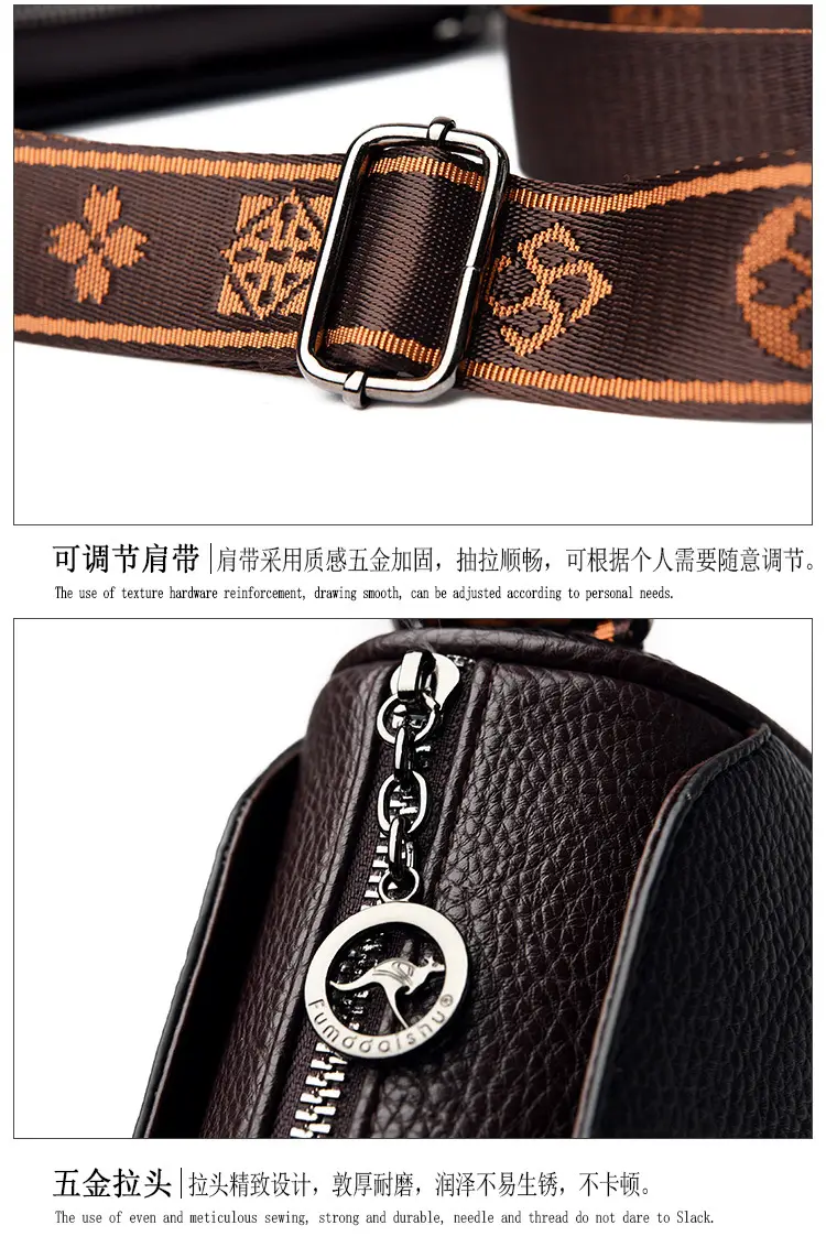 2025 Women's Black PU Leather Shoulder Bag with LV Print Strap — feature 19