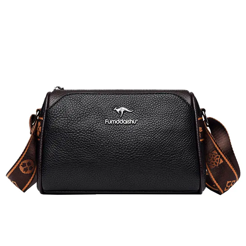 2025 Women's Black PU Leather Shoulder Bag with LV Print Strap — feature 20