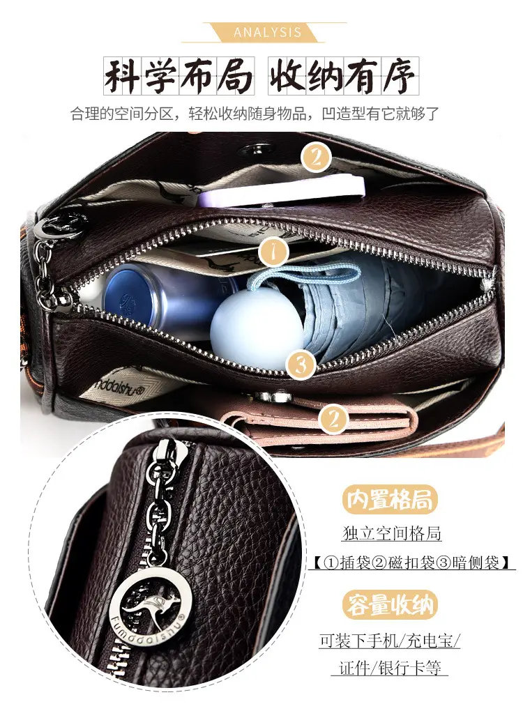 2025 Women's Black PU Leather Shoulder Bag with LV Print Strap — feature 5