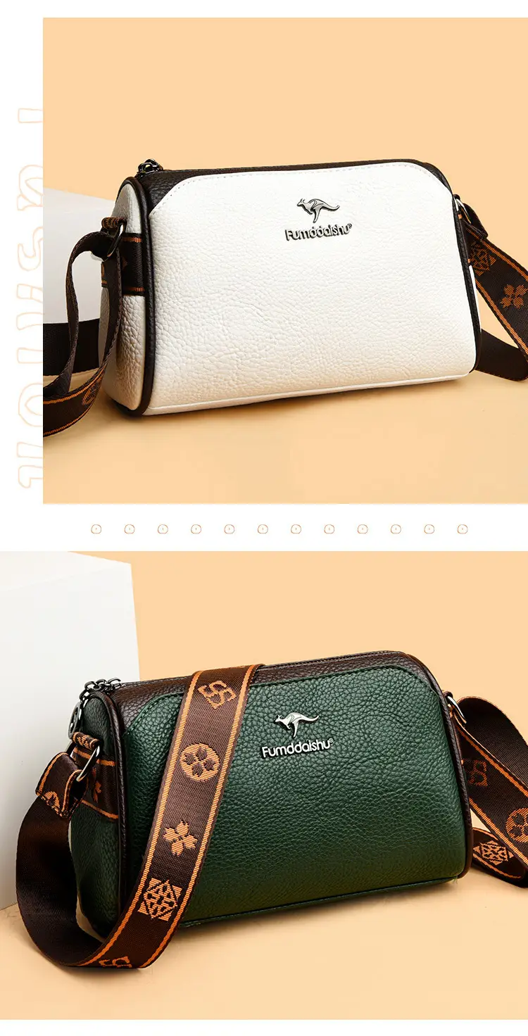 2025 Women's Black PU Leather Shoulder Bag with LV Print Strap — feature 7