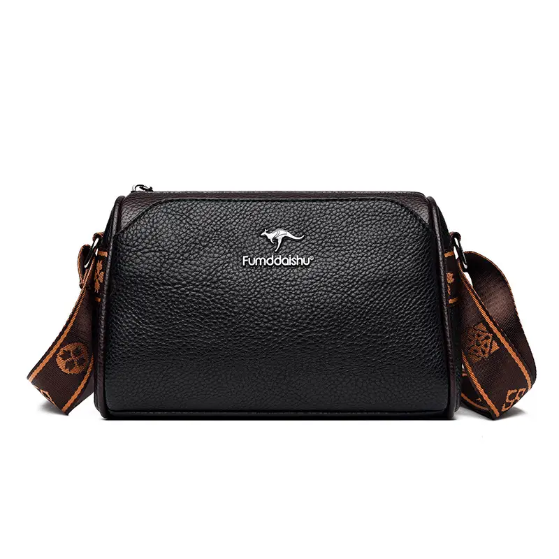 2025 Women's Black PU Leather Shoulder Bag with LV Print Strap - Image 2