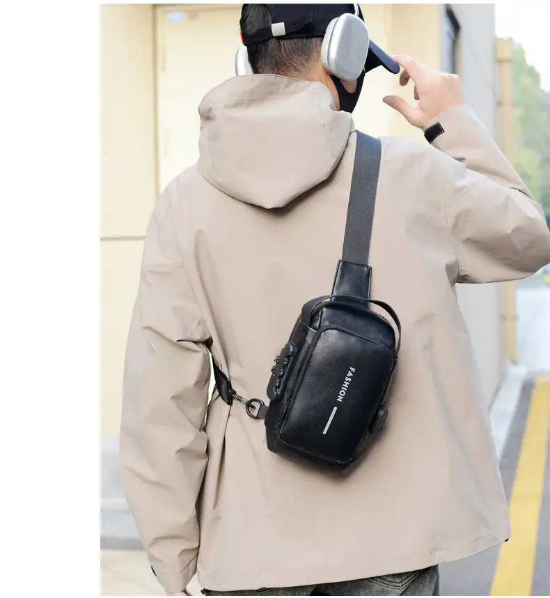 Men's Multi-Use Crossbody Bag Brown Leather Casual Sports Bag — feature 10