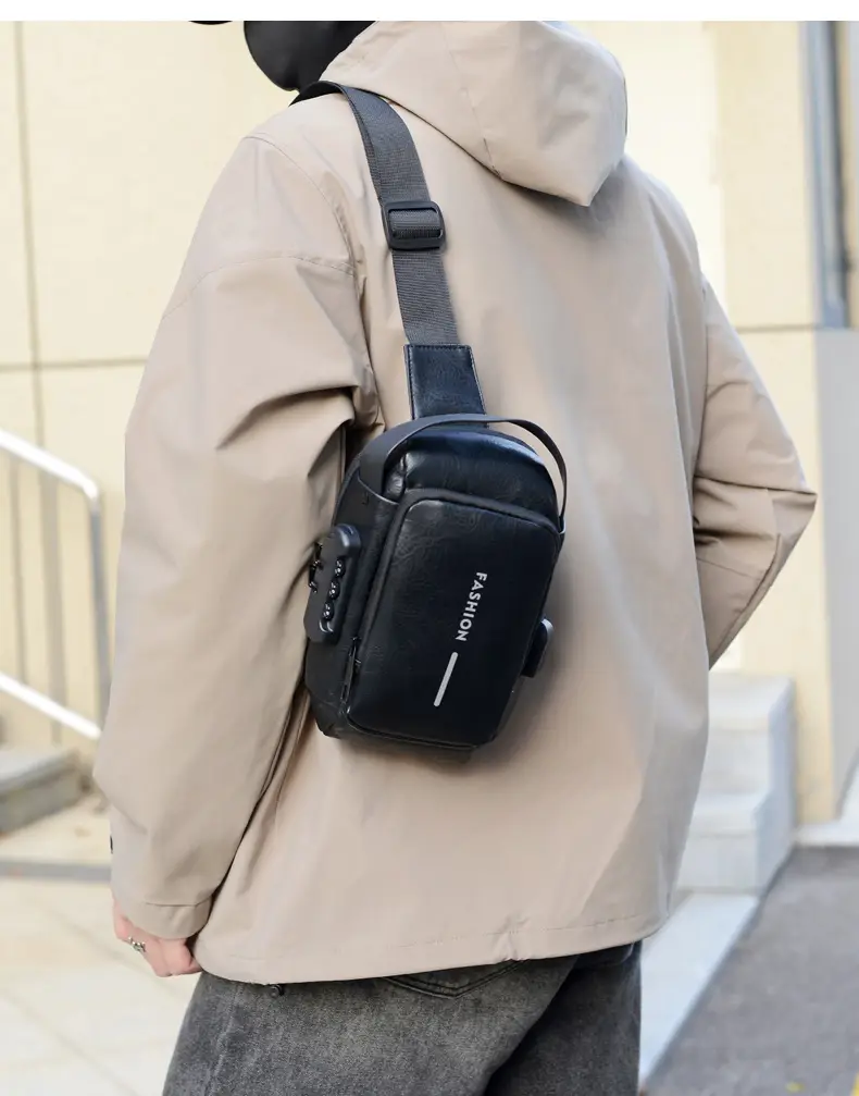 Men's Multi-Use Crossbody Bag Brown Leather Casual Sports Bag — feature 11