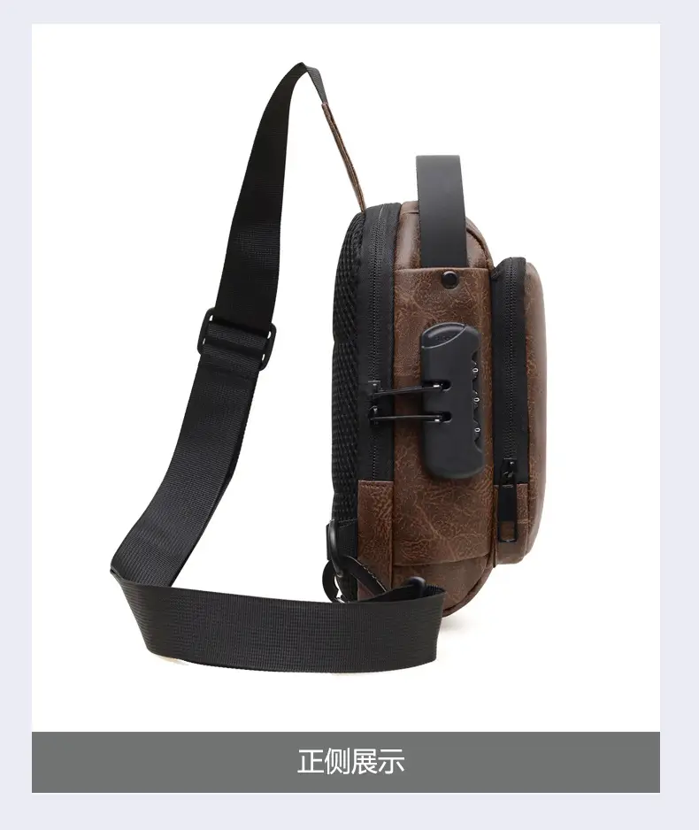 Men's Multi-Use Crossbody Bag Brown Leather Casual Sports Bag — feature 23