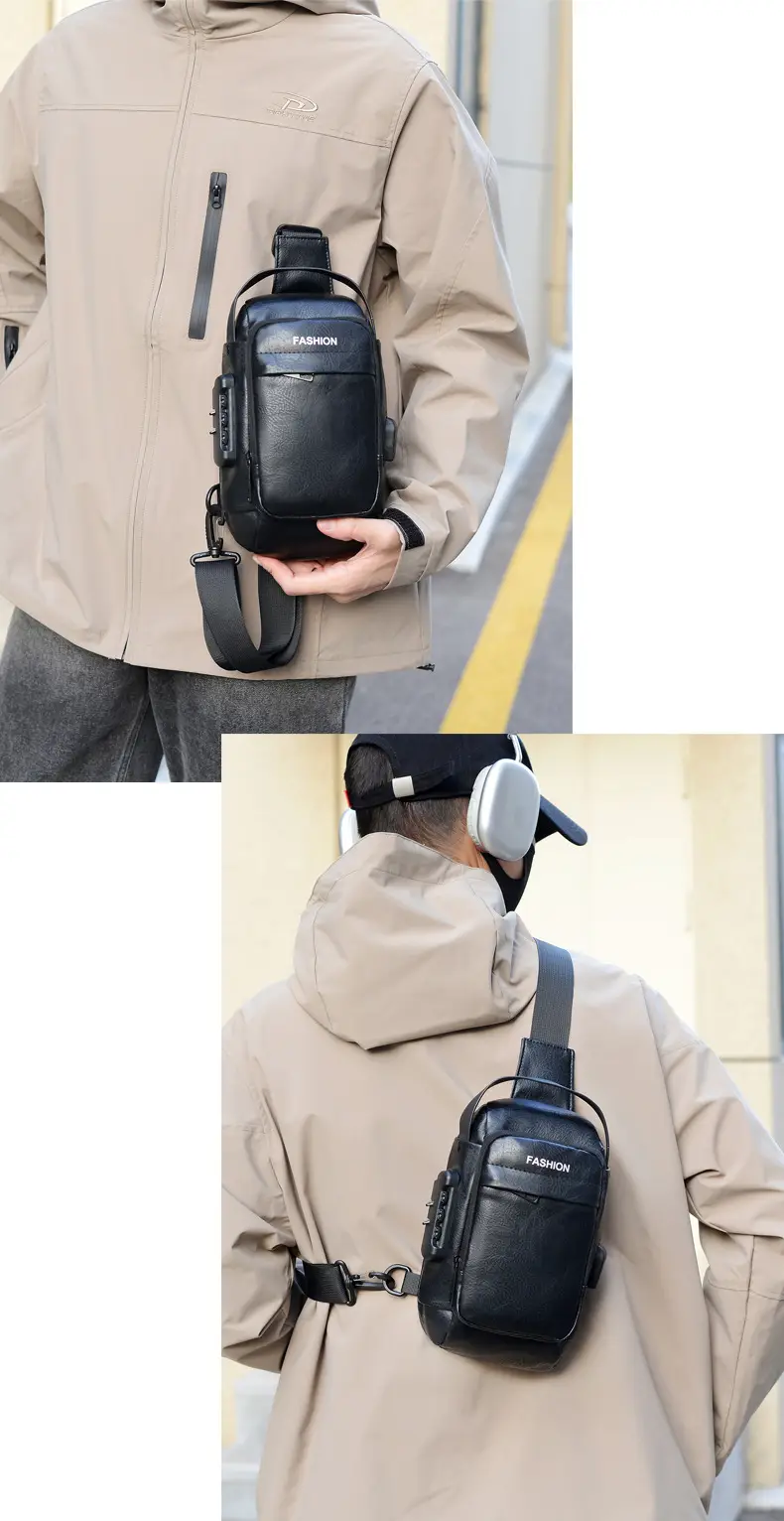 Men's Fashion Multi-Color Chest Bag Messenger Shoulder Backpack — feature 10