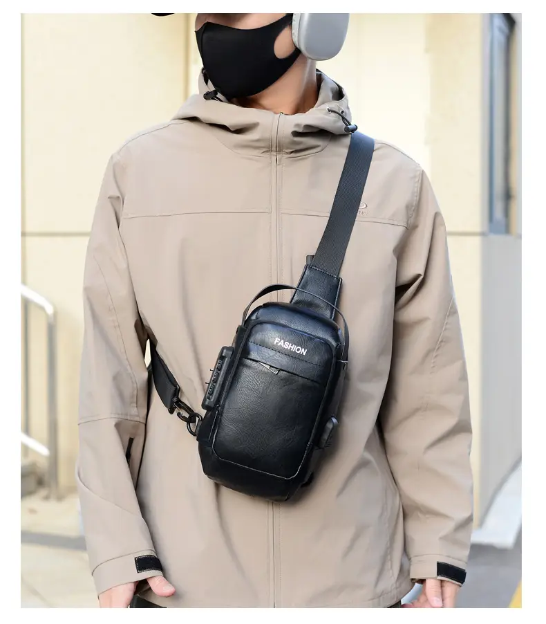 Men's Fashion Multi-Color Chest Bag Messenger Shoulder Backpack — feature 11