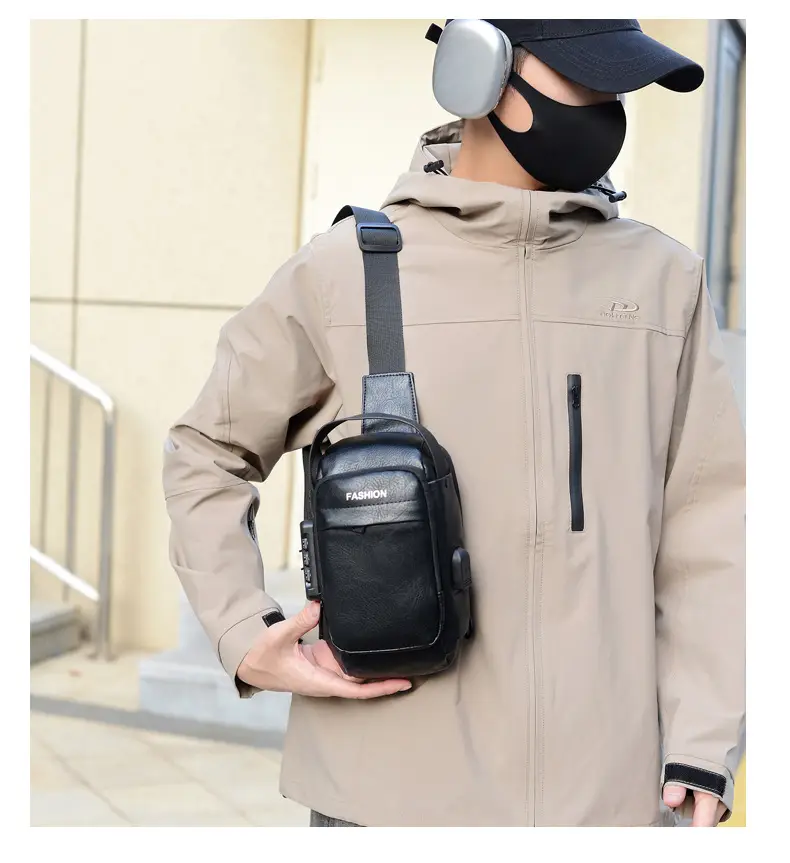Men's Fashion Multi-Color Chest Bag Messenger Shoulder Backpack — feature 12