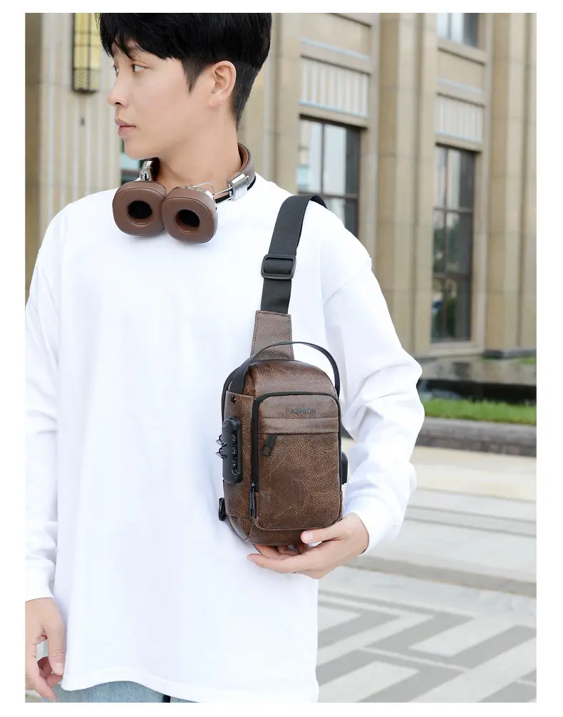 Men's Fashion Multi-Color Chest Bag Messenger Shoulder Backpack — feature 14