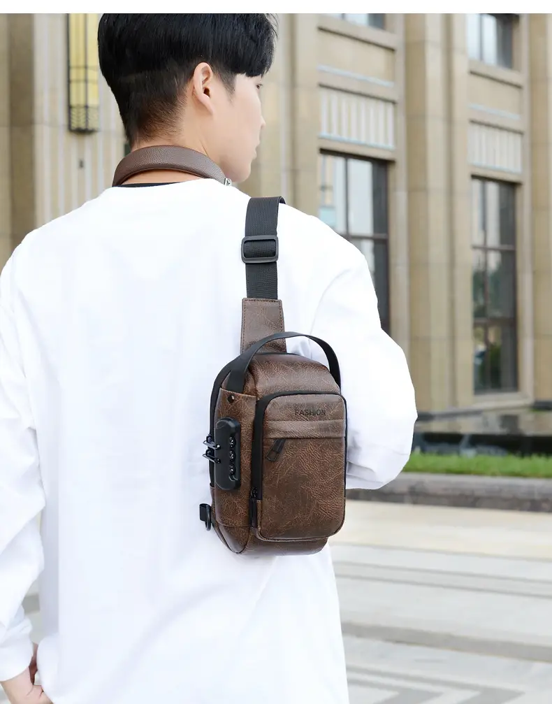 Men's Fashion Multi-Color Chest Bag Messenger Shoulder Backpack — feature 15