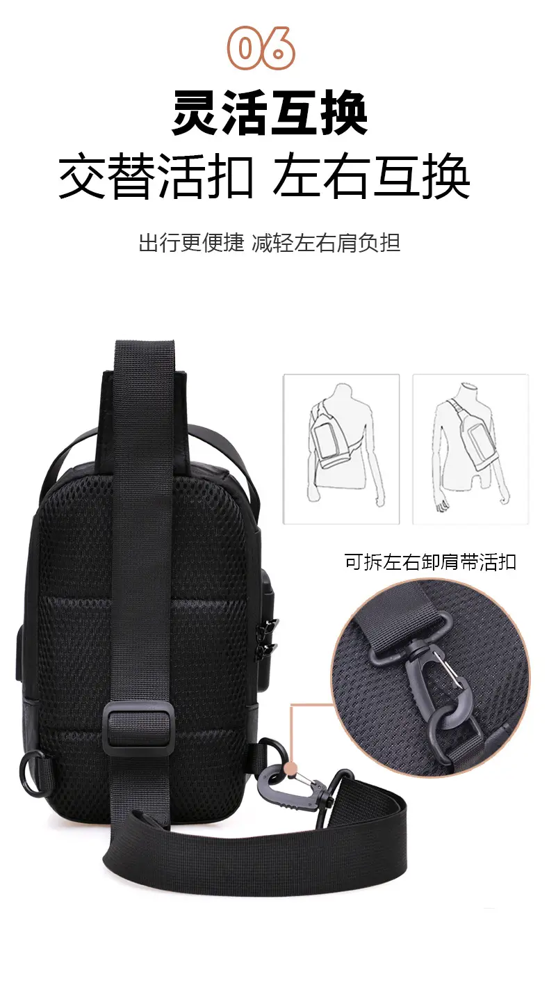 Men's Fashion Multi-Color Chest Bag Messenger Shoulder Backpack — feature 22