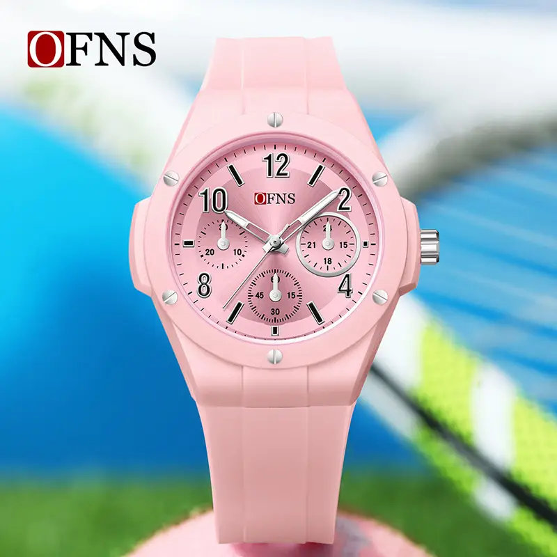Ofns Pink Quartz Watch 3-Hand Silent Exam-Friendly - Image 9