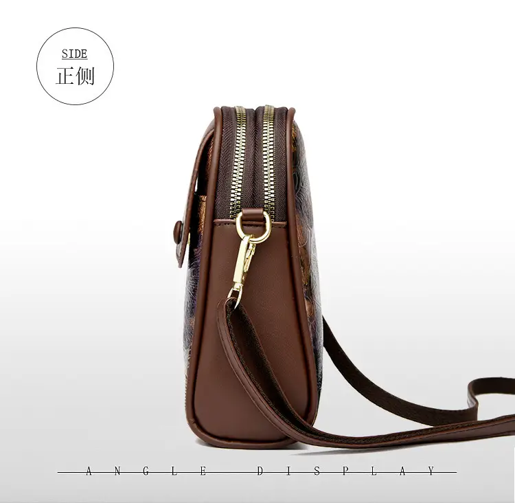 Women's Brown Leaf Print Shoulder Crossbody Bag — feature 18
