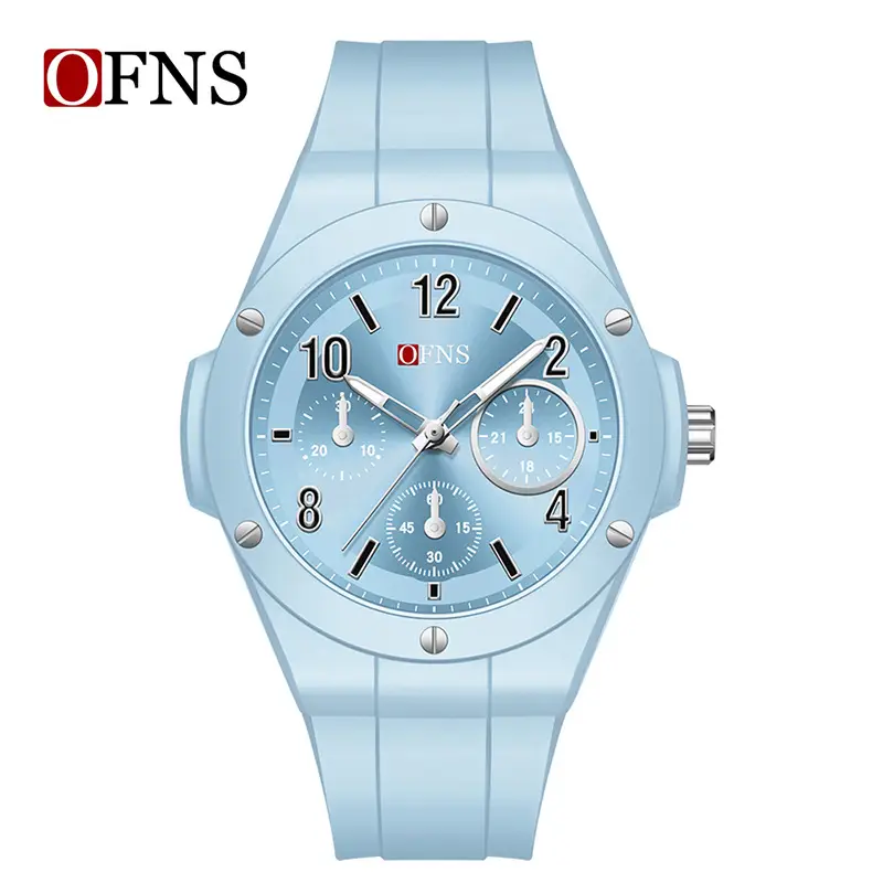 Ofns Blue Quartz Watch for Men Women Waterproof 6-Hand
