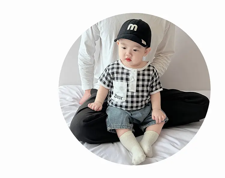 Boys Summer Plaid Cotton T-Shirt Set with Shorts — feature 14