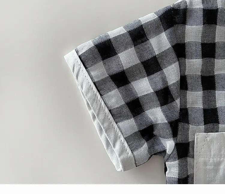 Boys Summer Plaid Cotton T-Shirt Set with Shorts — feature 21