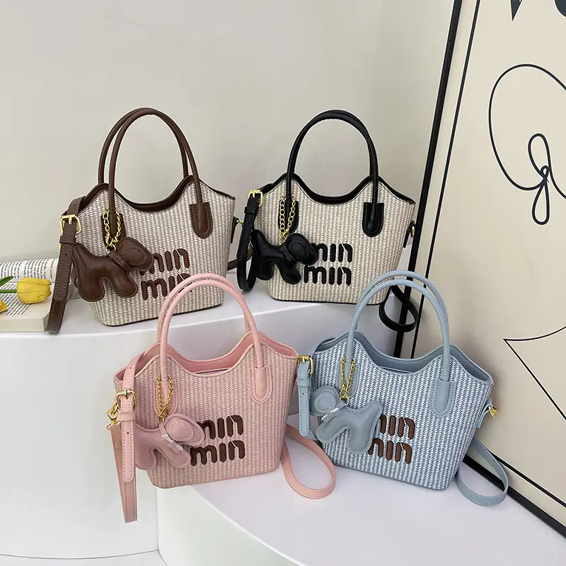 Women Air Mom Beige Canvas Shoulder Bag with Bone Design - Image 8