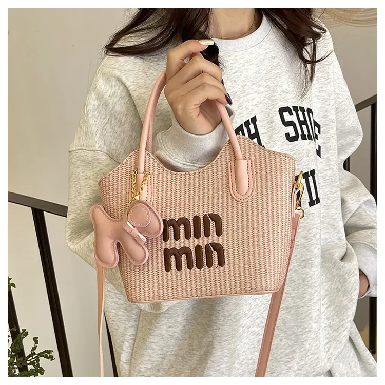 Women Air Mom Beige Canvas Shoulder Bag with Bone Design — feature 12