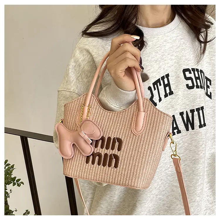 Women Air Mom Beige Canvas Shoulder Bag with Bone Design — feature 13