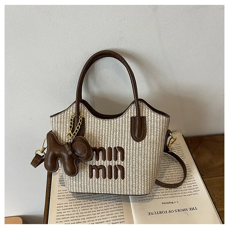Women Air Mom Beige Canvas Shoulder Bag with Bone Design — feature 20